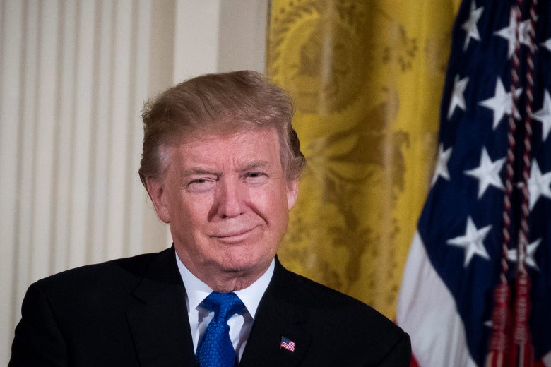 President Donald Trump attends a Hanukkah Reception in the East Room of the White House, Dec. 7, 2017, in Washington.
